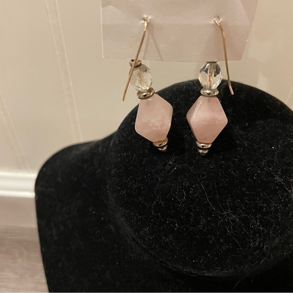 Rose Quartz Dangle Earrings - Picture 3 of 3